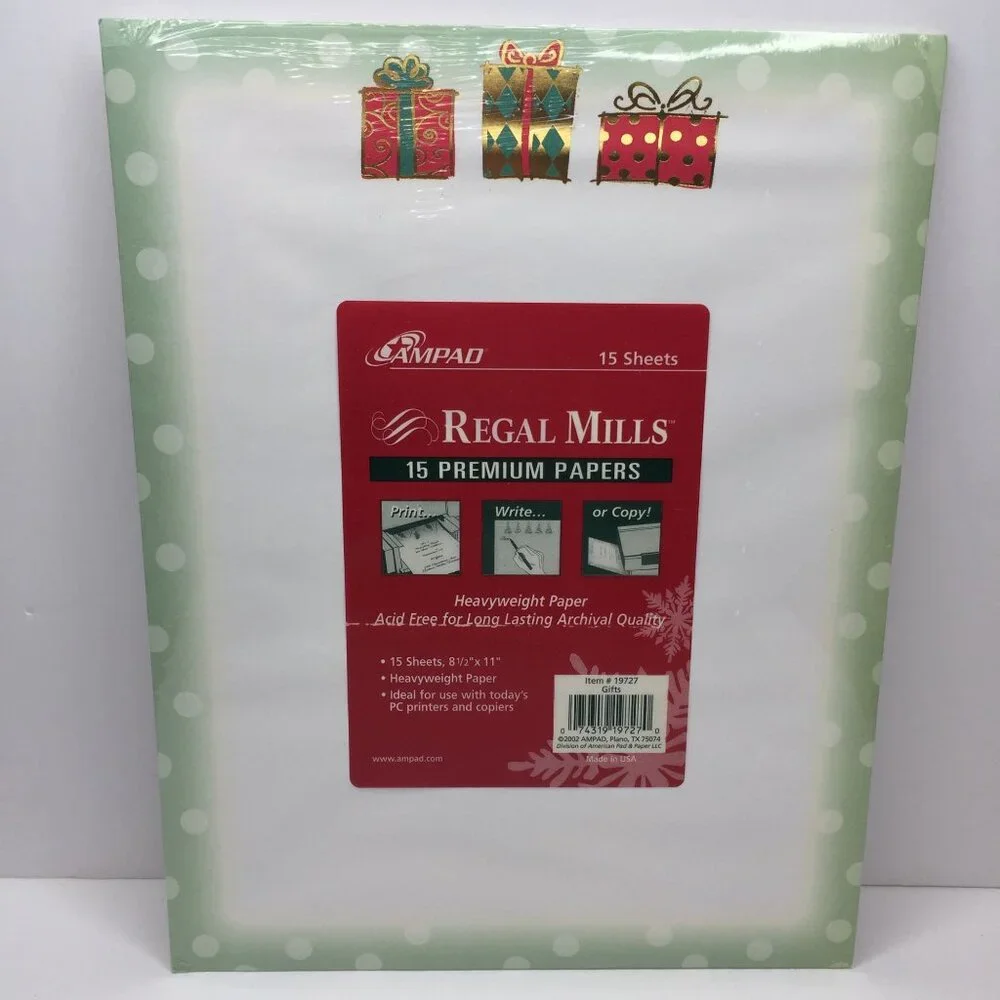2 Pack Ampad Regal Mills 15 Sheets Premium Heavyweight Paper Christmas Holiday